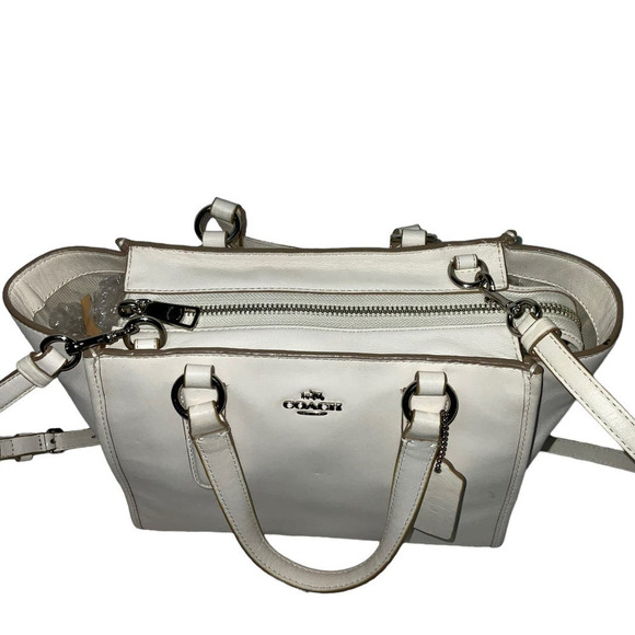 COACH CROSBY CARRYALL IN CROSSGRAIN LEATHER GOLD/CHALK - Picture 9 of 16